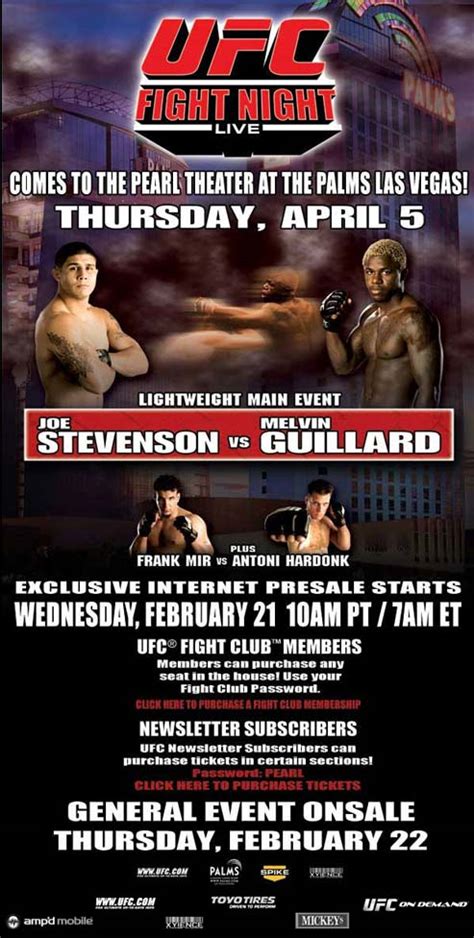 ufc fight night buddycenter|UFC Presale Codes – Tickets – Dates – Fight Club Membership Help.
